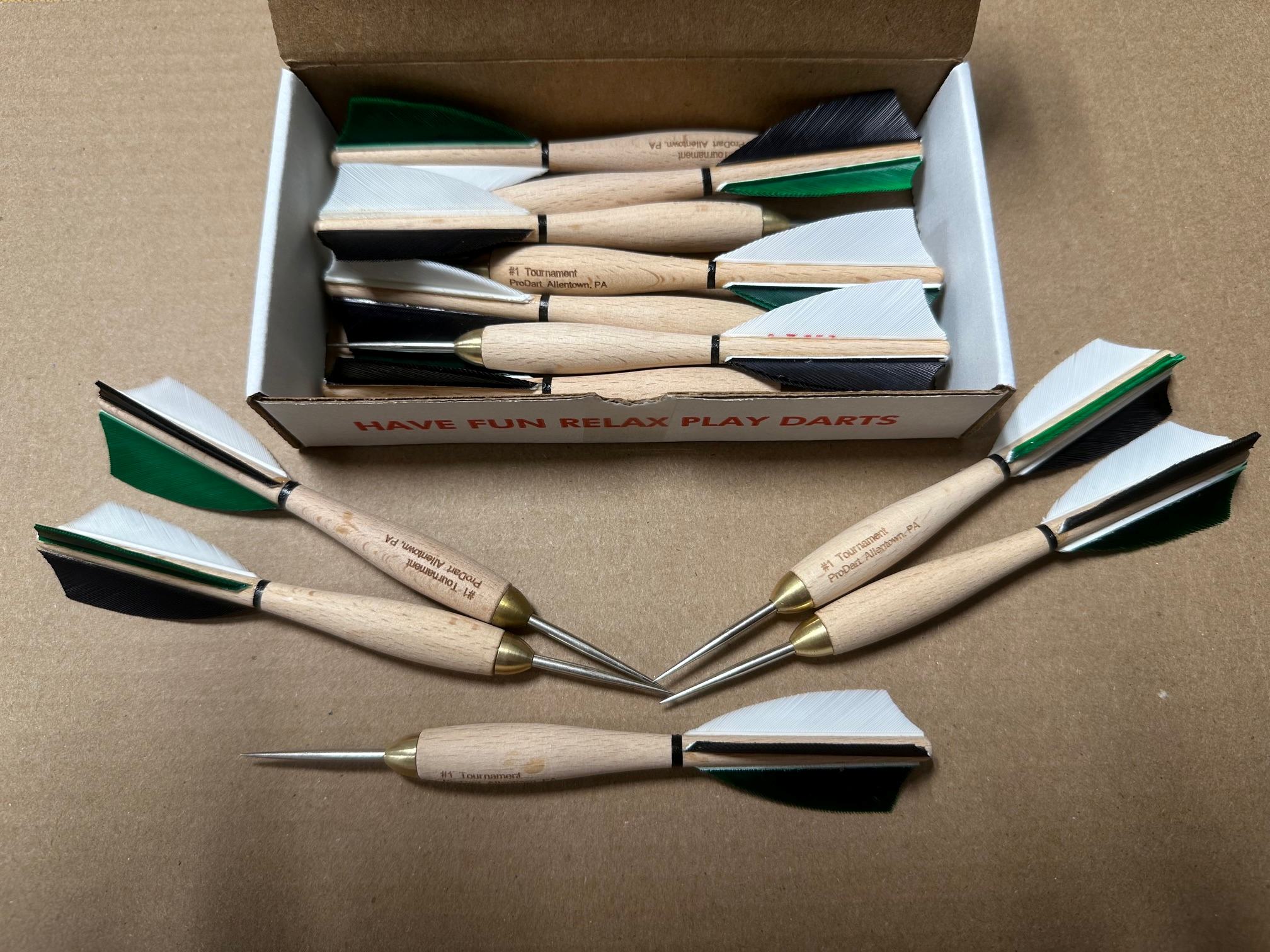 834 Green, Black & White Turkey Feather Darts - Image 2