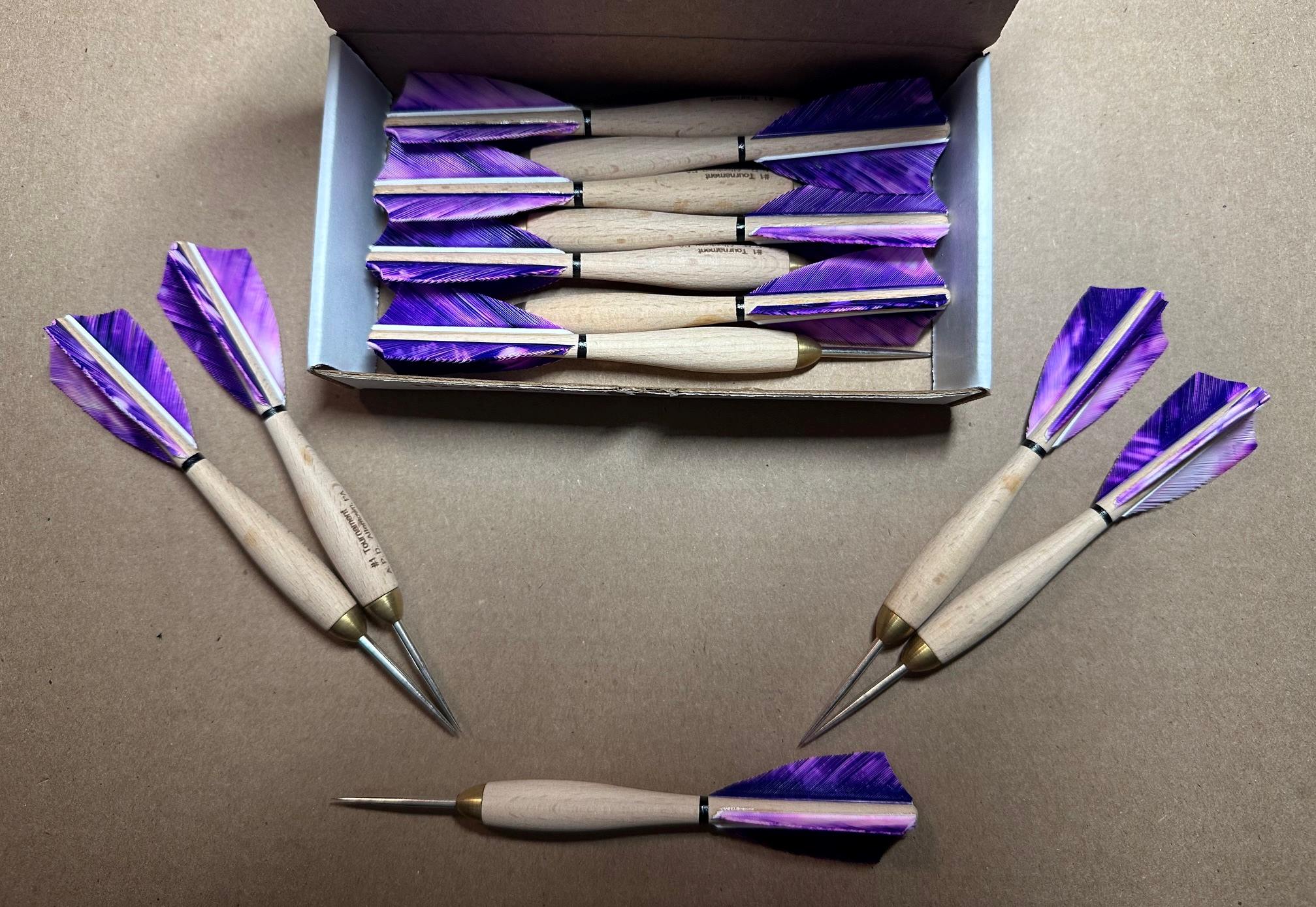 825 Purple Camo Turkey Feather #1 Wooden Darts - Image 2
